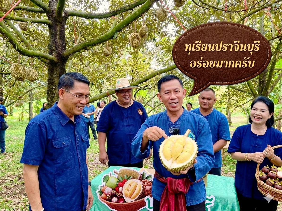 **ทุเรียนปราจีนบุรี** ถือเป็นหนึ่งในราชาผลไม้ไทยที่มีชื่อเสียงโด่งดังมาก มีการเพาะปลูกมายาวนานจนได้รับการขึ้นทะเบียนเป็นสินค้าสิ่งบ่งชี้ทางภูมิศาสตร์ (GI) ซึ่งความอร่อยที่เป็นเอกลักษณ์นี้มาจากความลงตัวของสภาพแวดล้อมเฉพาะถิ่น